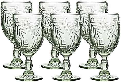Amazon.com | WHOLE HOUSEWARES | Coloured Glass Goblet | Set of 6 Vintage Drinking Glasses | 8.5 o... | Amazon (US)