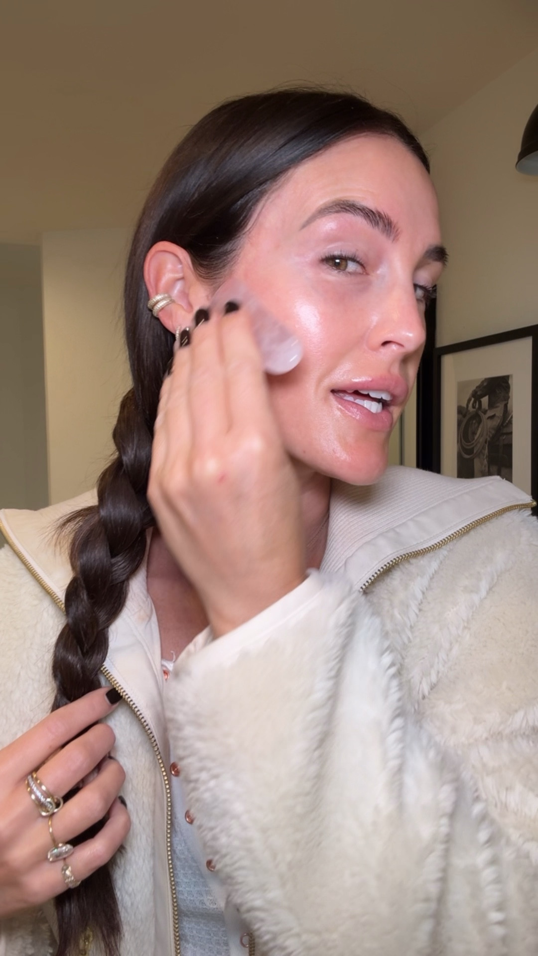 Gua sha around the eyes to de-puff! Linking the three non-tox skincare products on my face: glow serum, plumping serums and the radiance oil!

#LTKBeauty