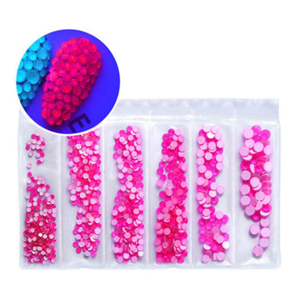 6Grids Pink Rhinestones Nail Charms for Nails Fluorescent Rhinestone Neon Decor Nail Gems Mixed S... | Amazon (US)