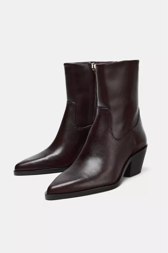 COWBOY-STIEFELETTE AUS LEDER | Zara DE