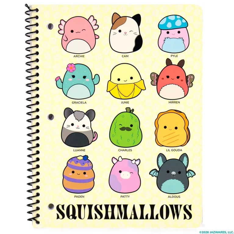 Original Squishmallows Spiral Notebook with 80 Wide-Rule Pages, 8 x 10.5 inches | Walmart (US)