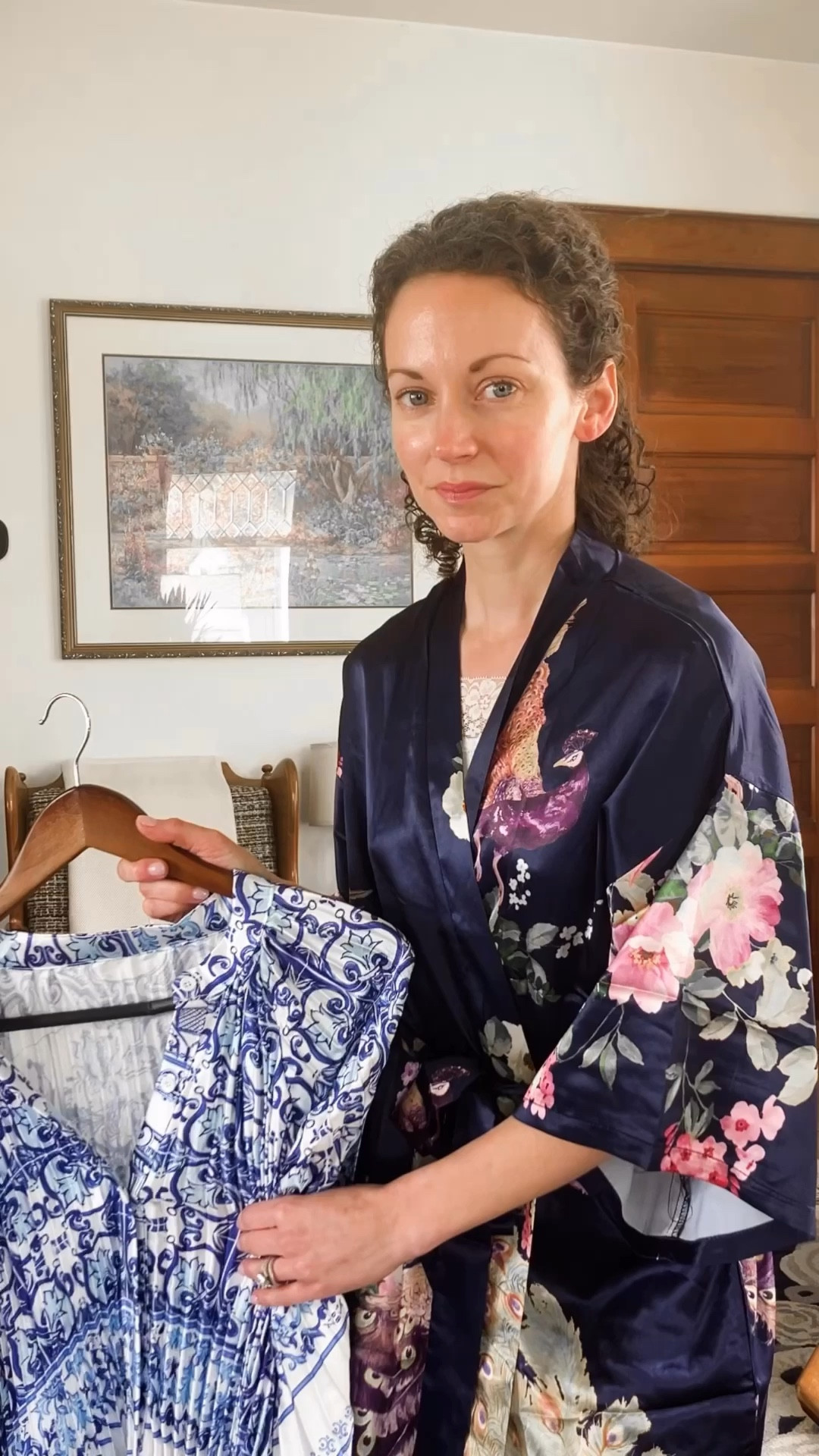 A beautiful blue and white dress for summer!
Maxi dress and bag from @chicwish. 
Earrings are old, linking similar. 
Heels are from Steve Madden. 
Robe from Amazon  
Petite outfit. Summer dress. Vacation dress. Modest dress. 

#LTKgrwm #LTKOver40 #LTKSeasonal