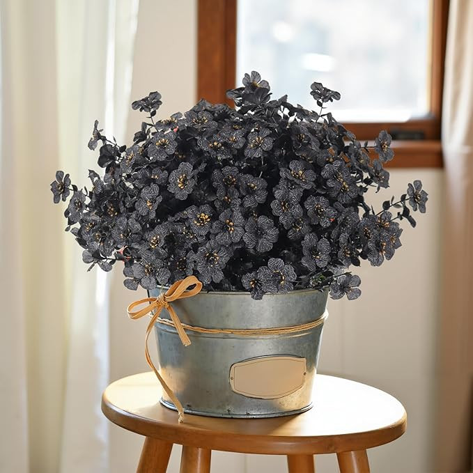 RECUTMS Artificial Black Flowers Realistic Artificial Plants Halloween Fake Flowers No Fade Outdo... | Amazon (US)