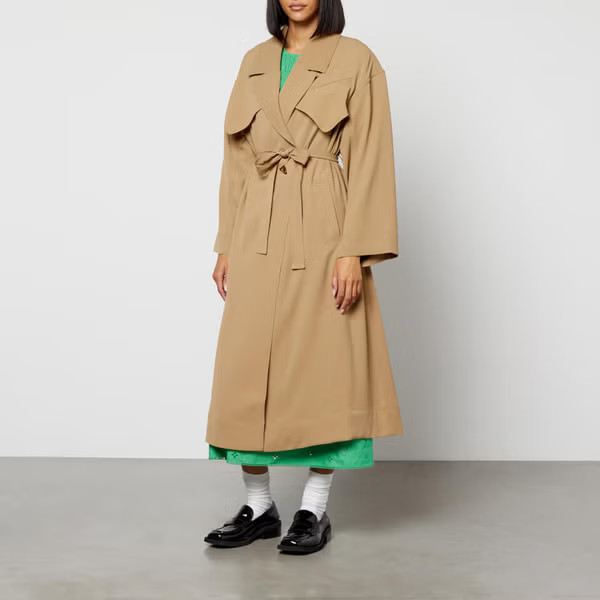 Ganni Drapey Twill Trench Coat | Coggles (Global)
