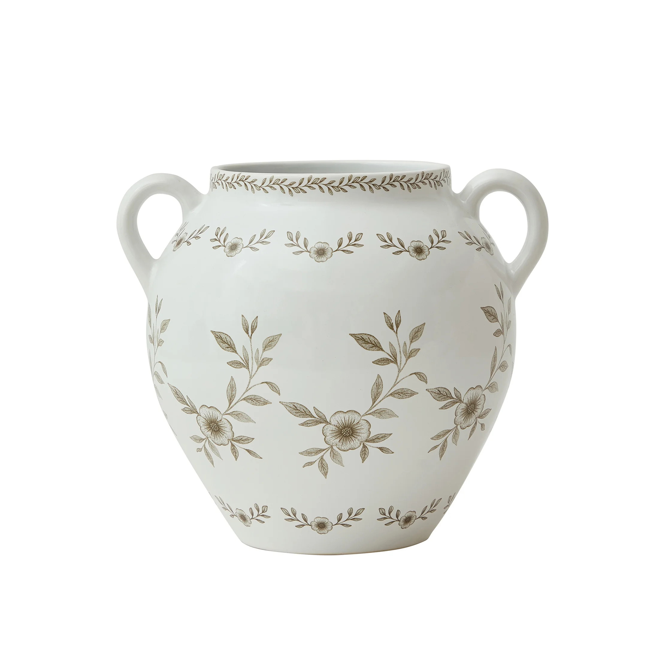 My Texas House 8" Taupe Double Handle Ceramic Floral Vase | Walmart (US)