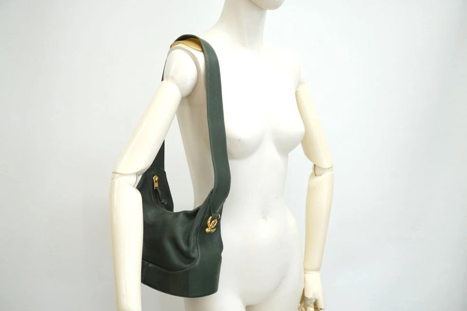 LOEWE Vintage Shoulder bag Anagram Gold hardware Leather Green 1541h  | eBay | eBay US