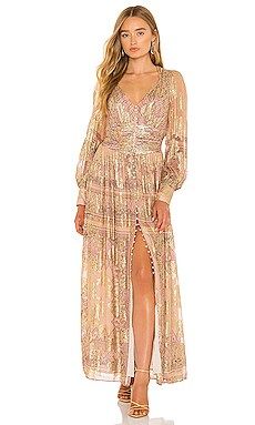 HEMANT AND NANDITA Noor Maxi Dress in Beige & Brown from Revolve.com | Revolve Clothing (Global)
