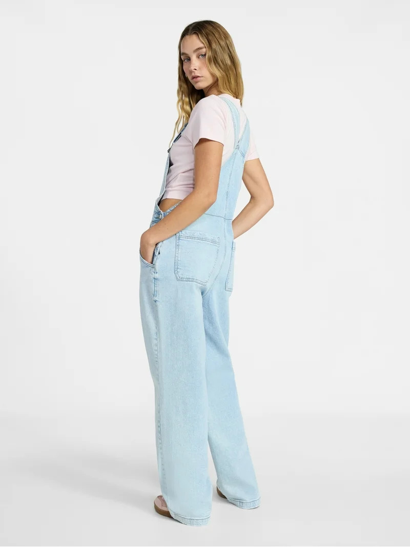 No Boundaries Baggy Denim Overalls, Women's | Walmart (US)