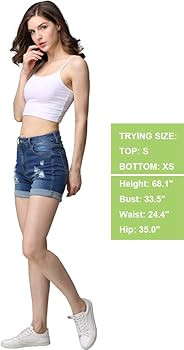 CUNLIN High Waist Frayed Raw/Folded Hem Denim Shorts for Women Ripped high Waisted Tassel Fringe ... | Amazon (US)