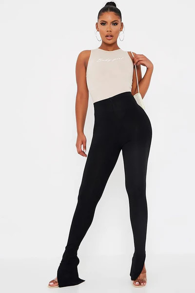 Black Jersey Split Hem Leggings | ISAWITFIRST UK