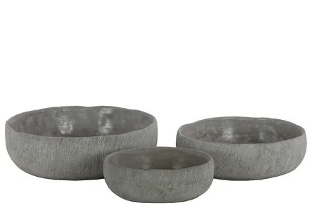 Low Round 3-Piece Cement Pot Planter Set | Wayfair North America