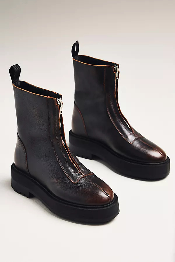 Zip-Up Lug Sole Moto Ankle Boots | Anthropologie (US)