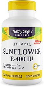 Healthy Origins Sunflower Vitamin E-400 IU, 120 Softgels | Amazon (US)