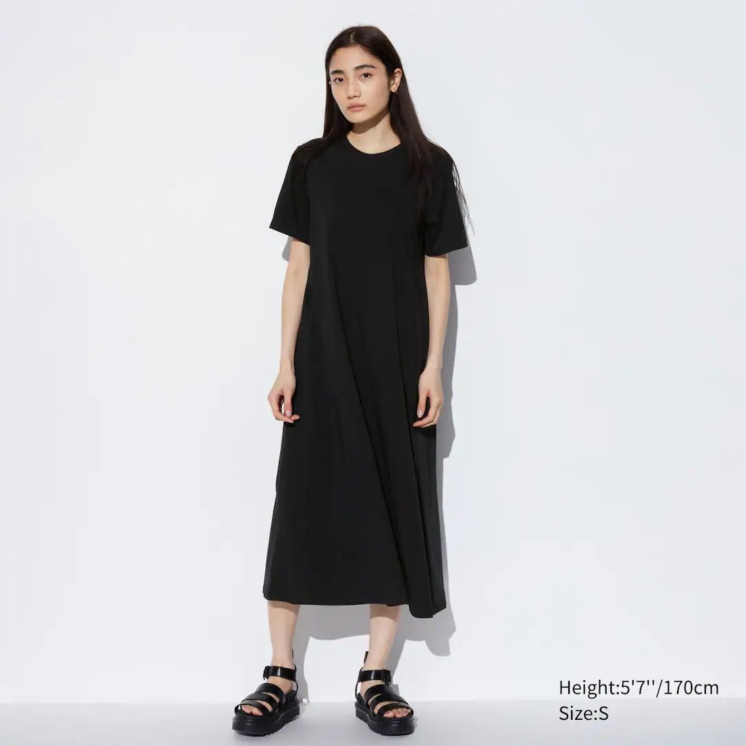 AIRism Cotton Short Sleeved T-Shirt Dress | UNIQLO (UK)