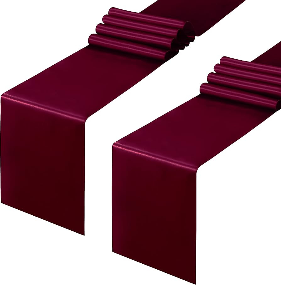 Horbaunal 2 Pack Burgundy Satin Table Runner 12 x 108 Inch, Smooth Table Runners for Wedding Banq... | Amazon (CA)