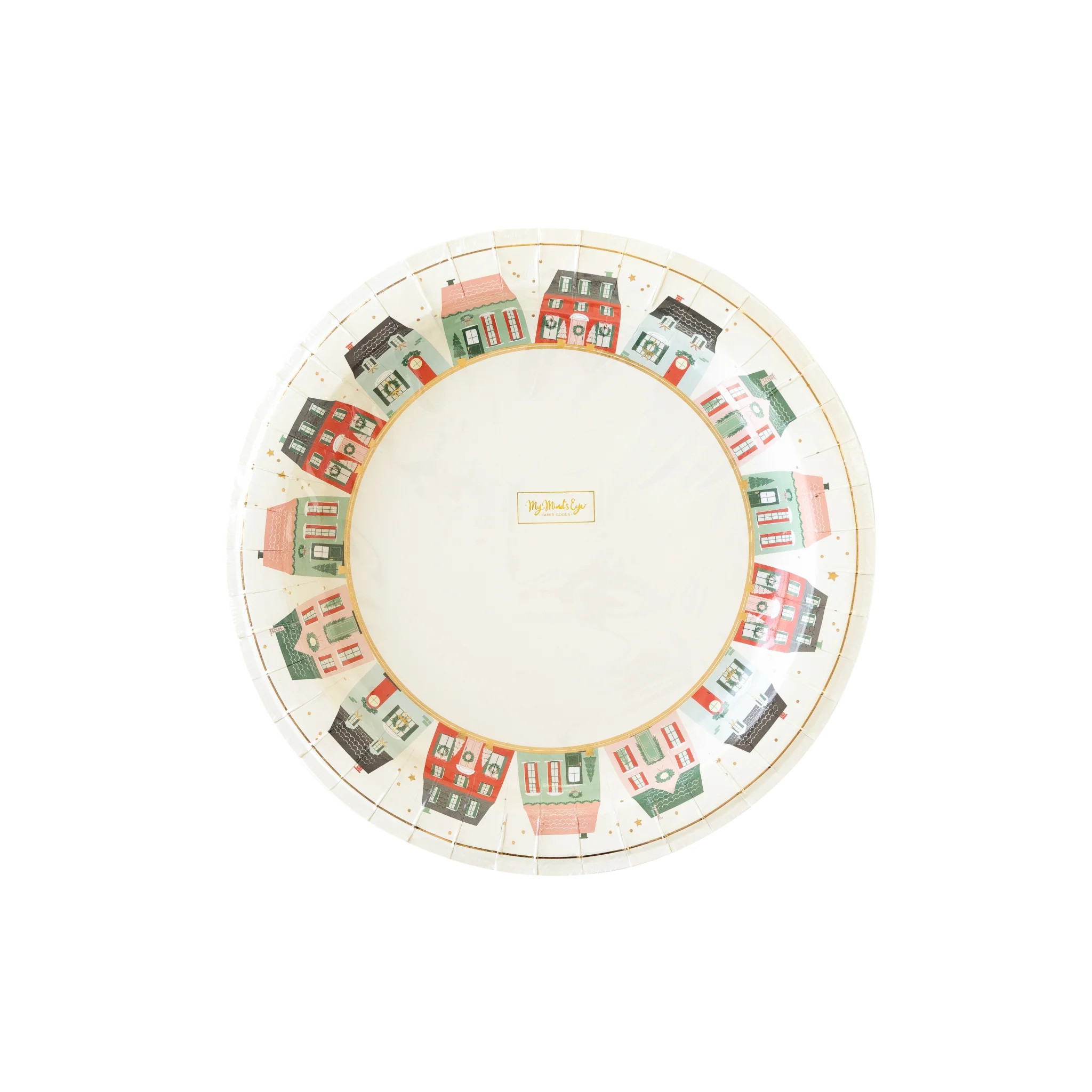 Village Christmas Round Paper Plate | My Mind's Eye