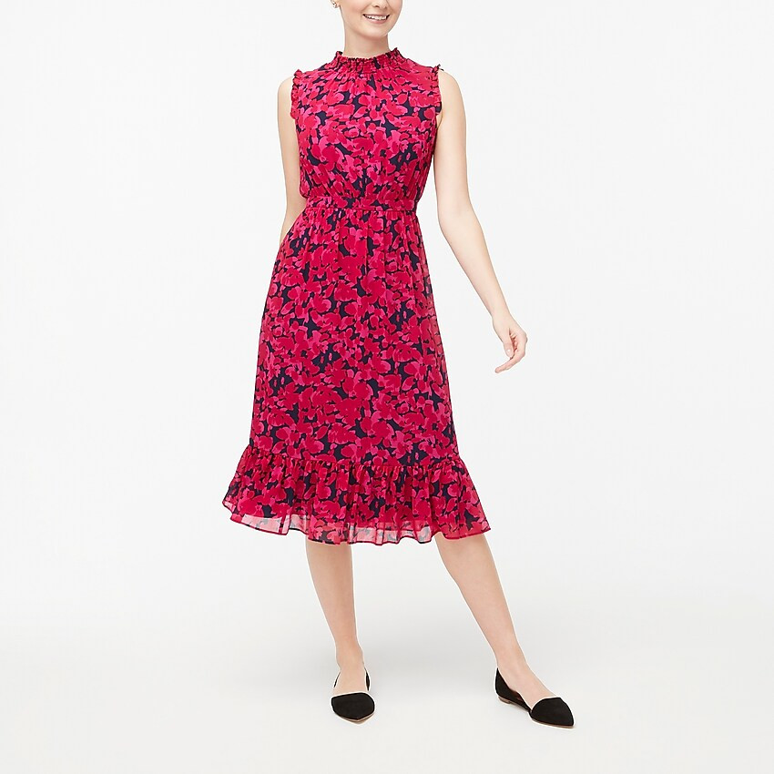Sleeveless smocked-neck midi dress | J.Crew Factory