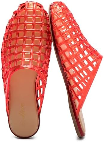 HEVA Women's Jelly Slide Sandals - Clear Mesh Hollow Slip On Closed Toe Slippers - Lightweight Ca... | Amazon (US)