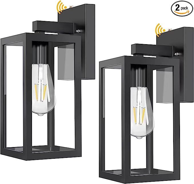 2 Pack Dusk to Dawn Outdoor Wall Lantern with Sensor, Exterior Porch Light Fixtures Wall Mount wi... | Amazon (US)
