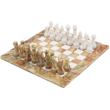 Handmade Staunton White and Green Onyx Marble Chess Board Game Set - Best Board Games for Home D... | Amazon (US)