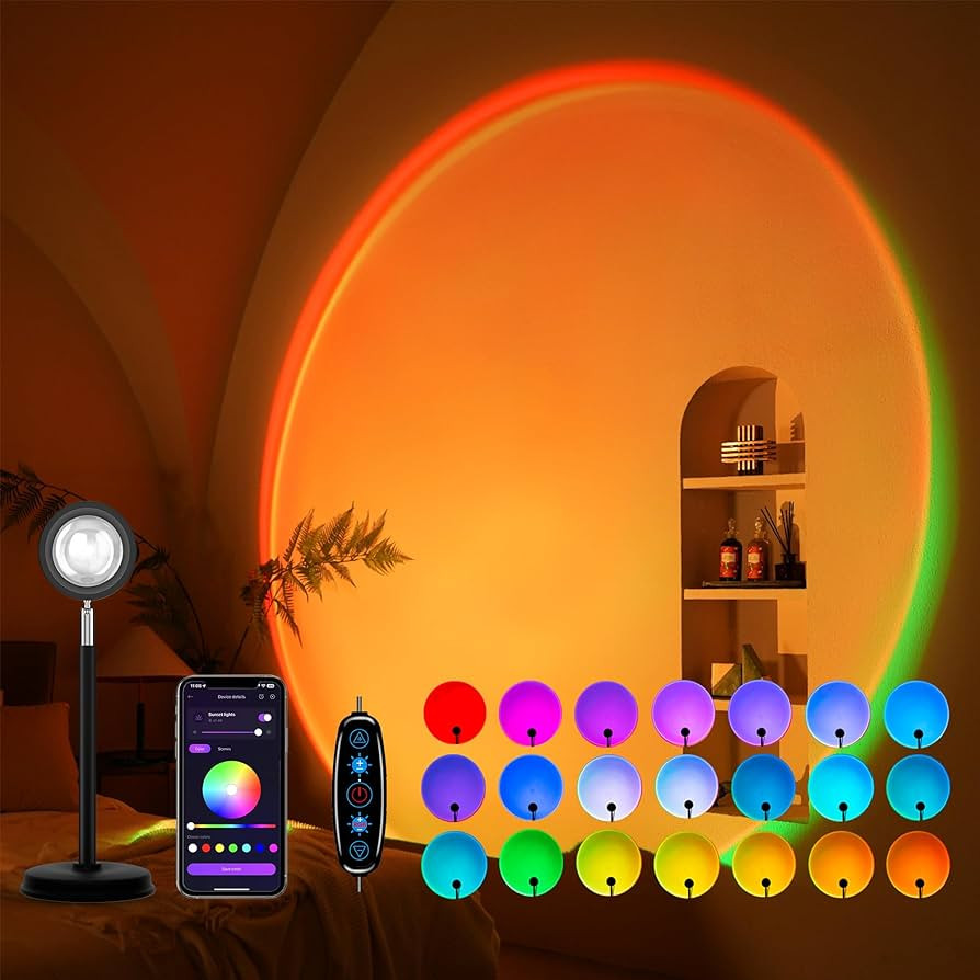 Sunset Lamp Projection, Not Only 21 Colors Sunset Lights, 180 Degree Rotation Led Light, Push But... | Amazon (US)