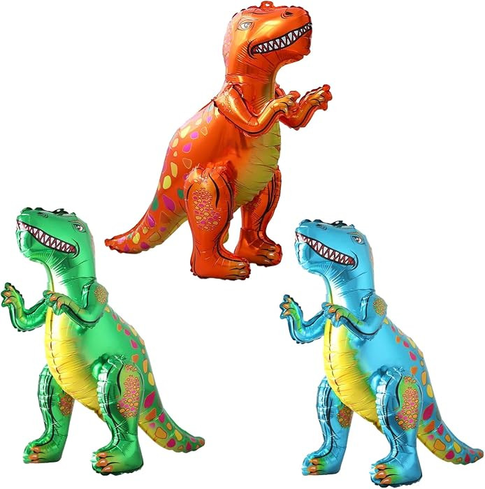 3Pack Dinosaur Balloons,3D Tyrannosaurus Dino Balloon Decoration for Dinosaur Jungle Theme Birthd... | Amazon (US)