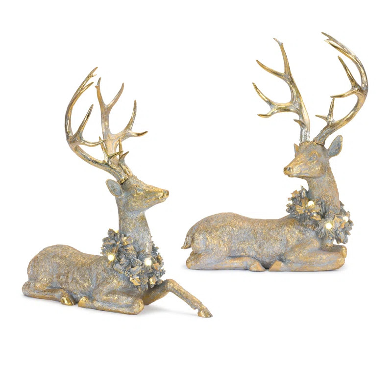 Resin LED 2 Piece Deer Set | Wayfair North America