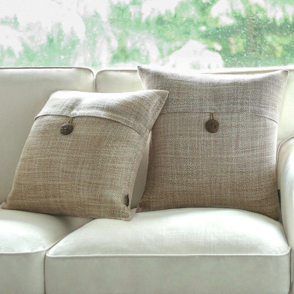 Button Beige Linen Decorative Throw Pillow Case Cushion Cover (Multi-Color) | Bed Bath & Beyond