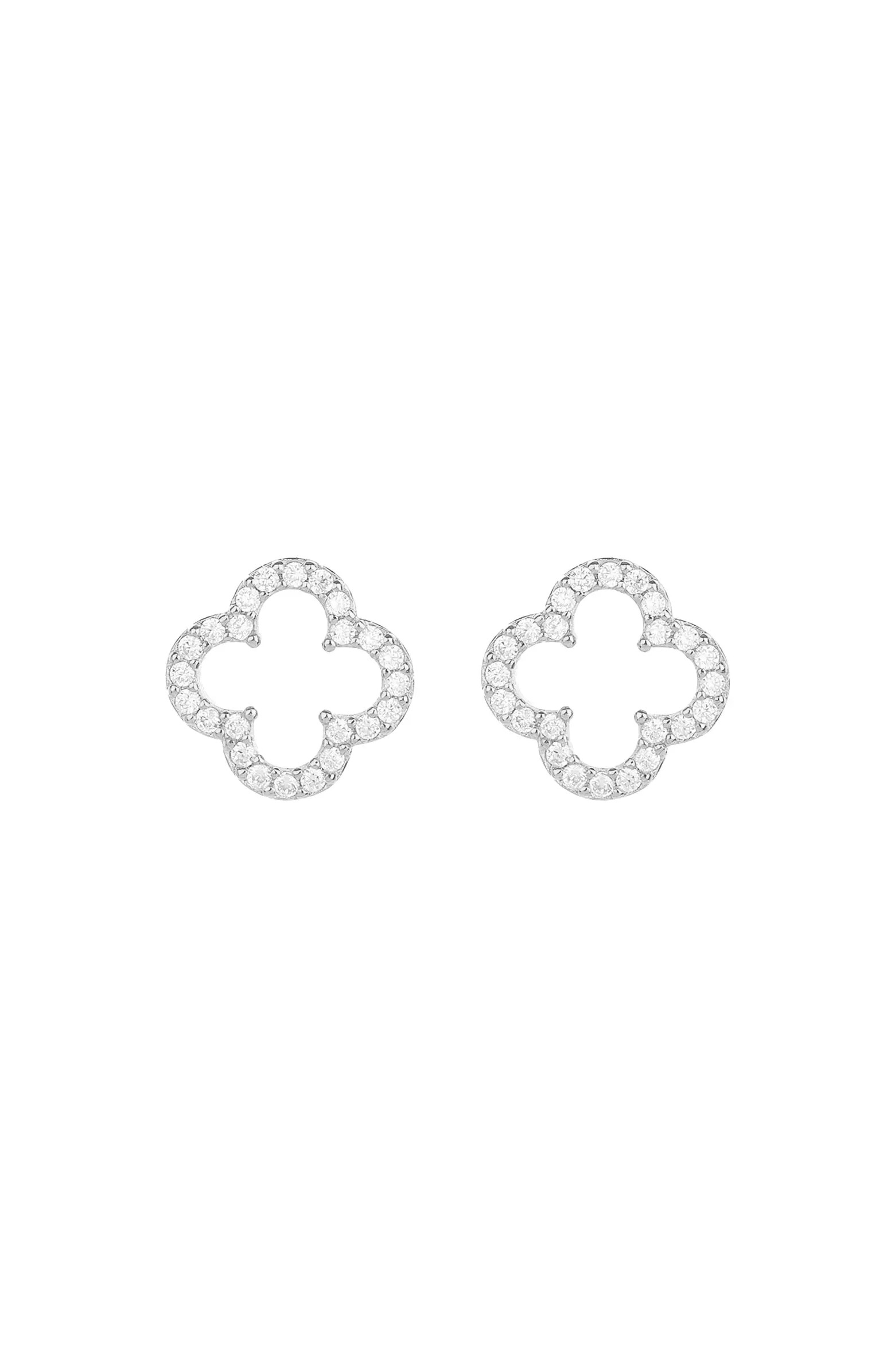 Sterling Silver 18k Gold Plated Aria Clover Stud Earrings Minimal Trendy | Nordstrom
