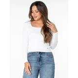 Celebrity Pink Women's Long Sleeve Square Neck Rib Top, Size XS-XXXL | Walmart (US)