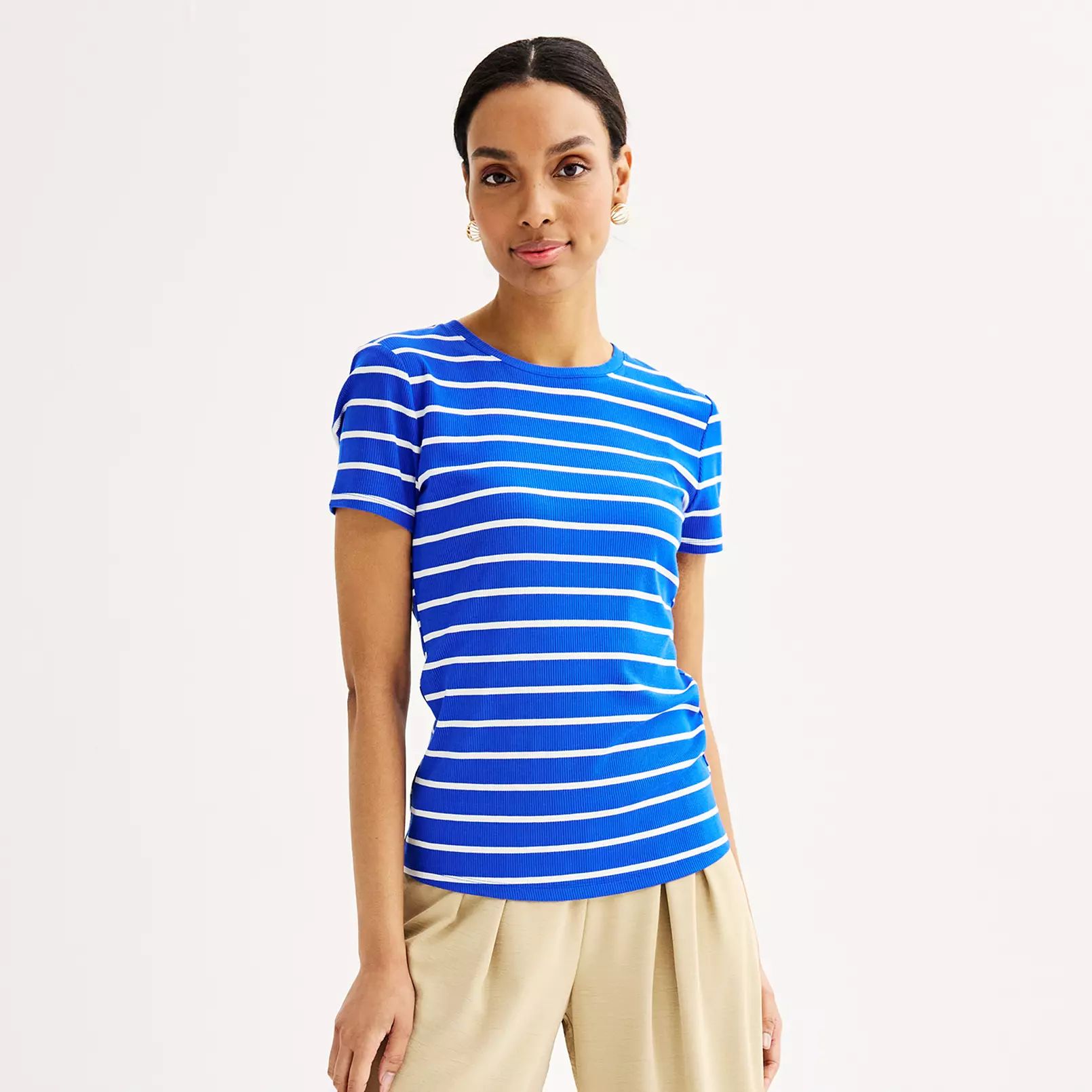 Women's Nine West Fitted Ribbed Crewneck Top | Kohl's