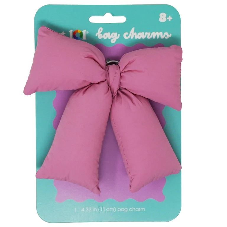 Art 101 Pink Plush Bow Bag Charm with Heart Clip | Walmart (US)