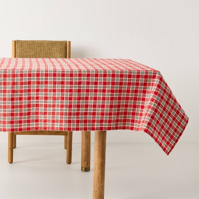 60"x84" Plaid Tablecloth Red - Hearth & Hand™ with Magnolia | Target