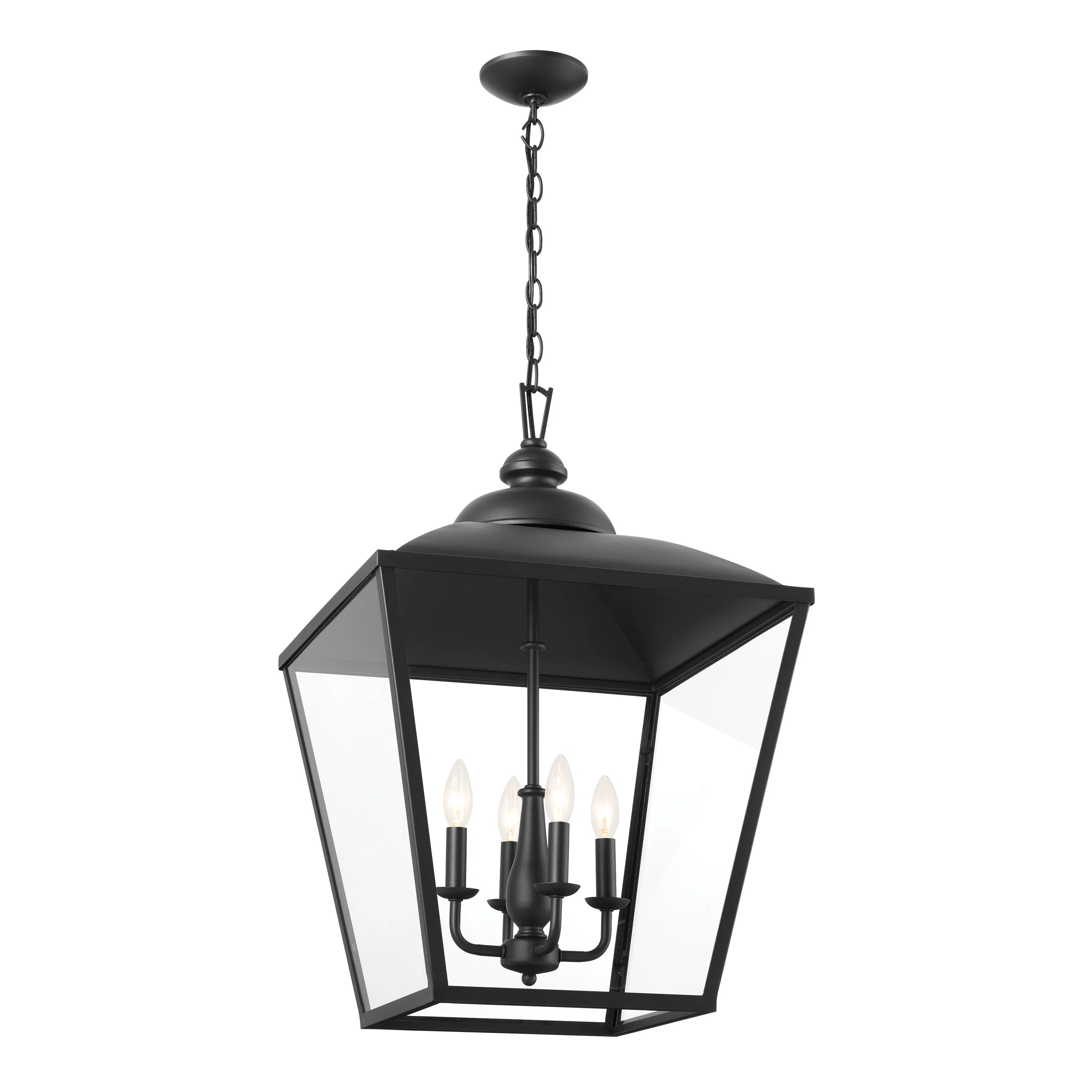 Kichler Lighting Dame 27.6 Inch 4 Light Foyer Pendant With Clear Glass In Textured Black & Review... | Wayfair North America