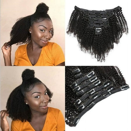 Kinky Curly Clip In Hair Extensions for Women Human Hair 14-26 inch Curly Hair Extensions Clip in Human Hair Kinky Curly Hair Clip Ins for Women | Walmart (US)
