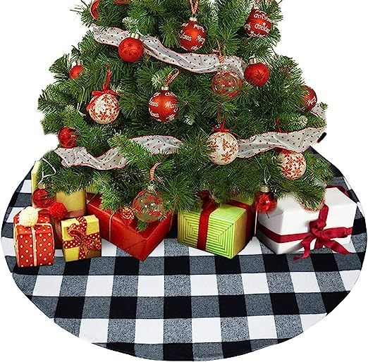 Senneny Buffalo Plaid Christmas Tree Skirt - Larger 3 Inch Red and Black Checked Tree Skirts Mat ... | Amazon (US)