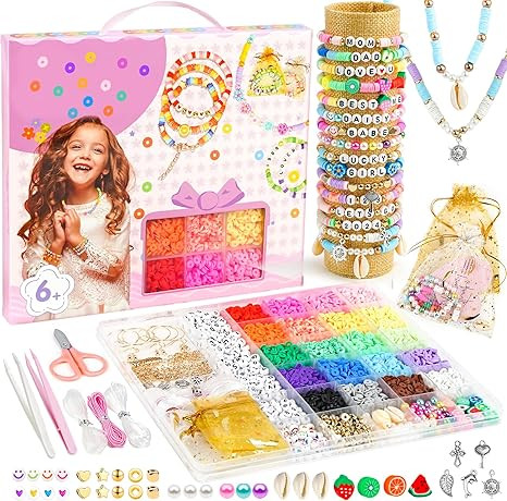 Sistenia Girls Gifts Bracelet Making Kit, 20 Colors Polymer Clay Beads with Charms Letter Beads A... | Amazon (US)