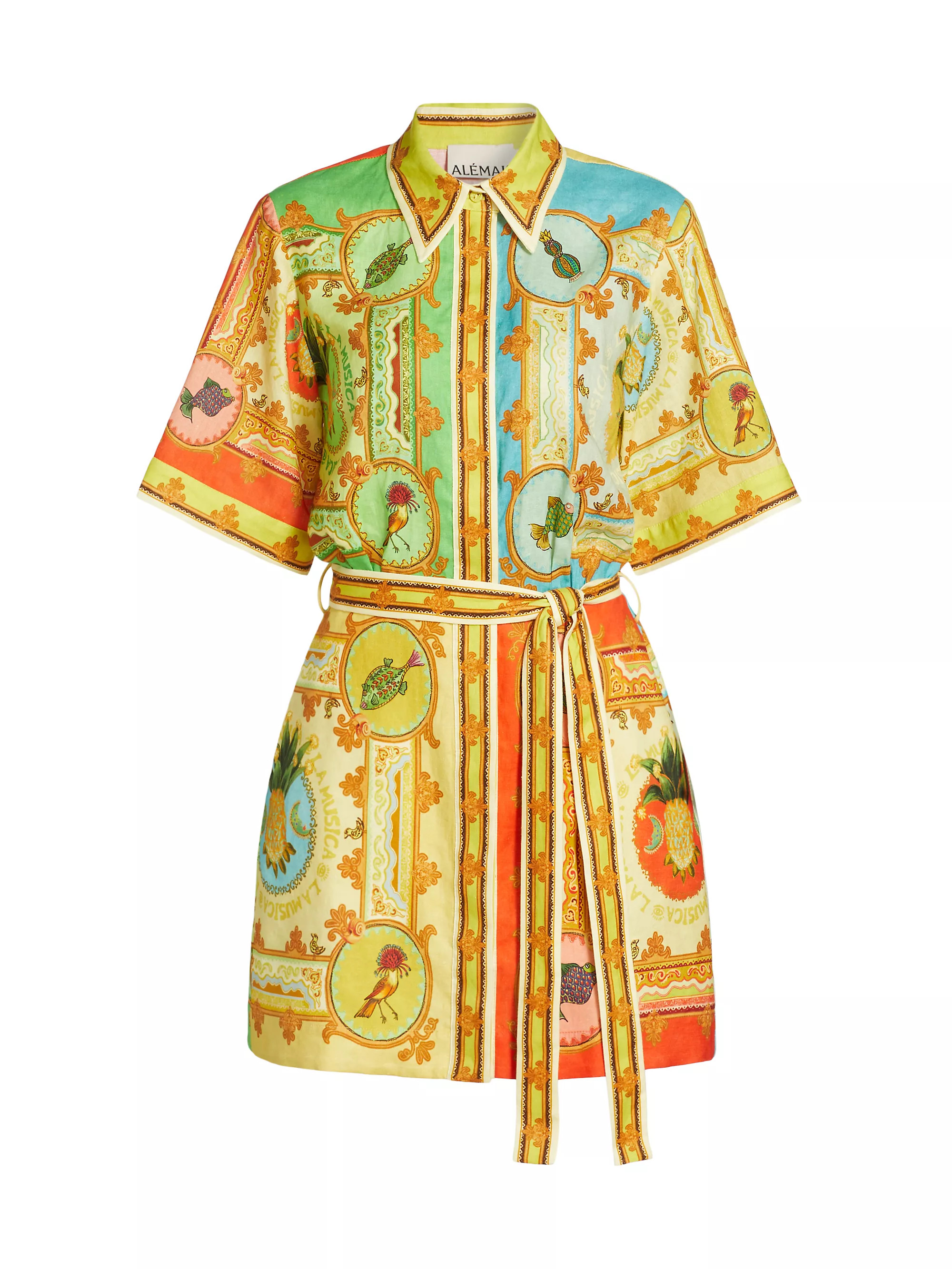 La Musica Printed Linen Minidress | Saks Fifth Avenue