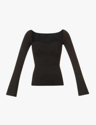 Fitted sweetheart-neckline stretch-cotton top | Selfridges
