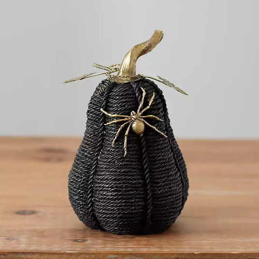 New!Black and Gold Pumpkin with Spider