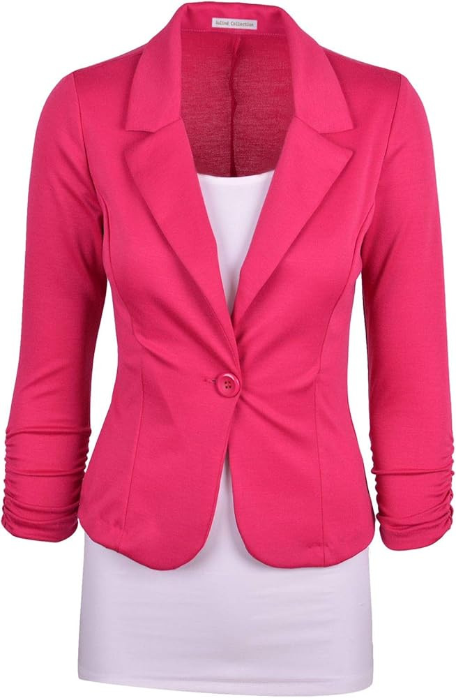 Auliné Collection Women's Casual Work Solid Color Knit Blazer | Amazon (US)
