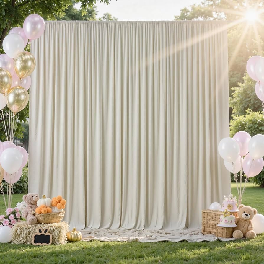 20 ft x 10 ft Wrinkle Free Champagne Backdrop Curtain for Parties, 4 Panels 5x10ft Silky Polyeste... | Amazon (US)