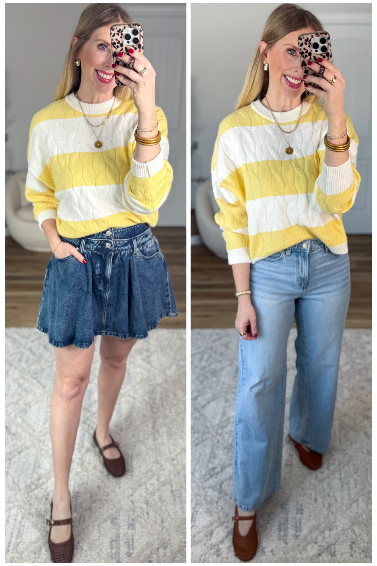 2 ways to style this yellow and white stripe sweater from Walmart! 

#LTKootd