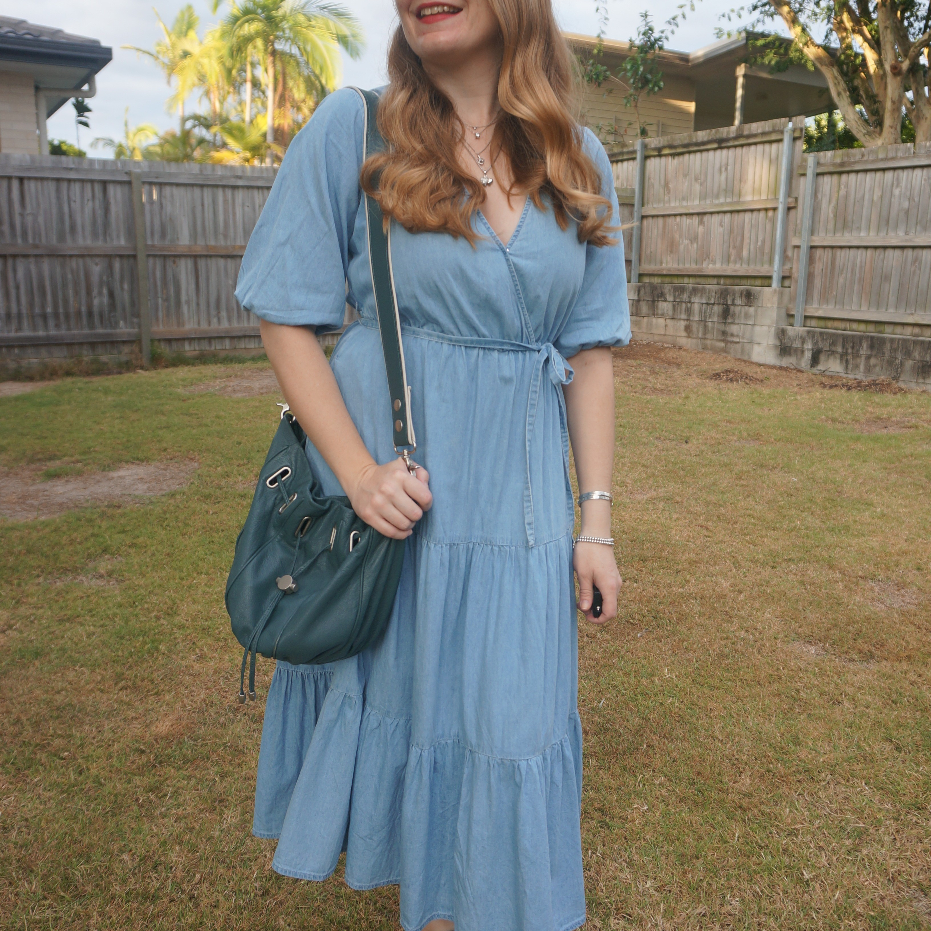 Anko Kmart chambray tiered wrap dress with Mimco cocoon bucket bag in teal 💙💚

#LTKbag #LTKdresses #LTKworkwear