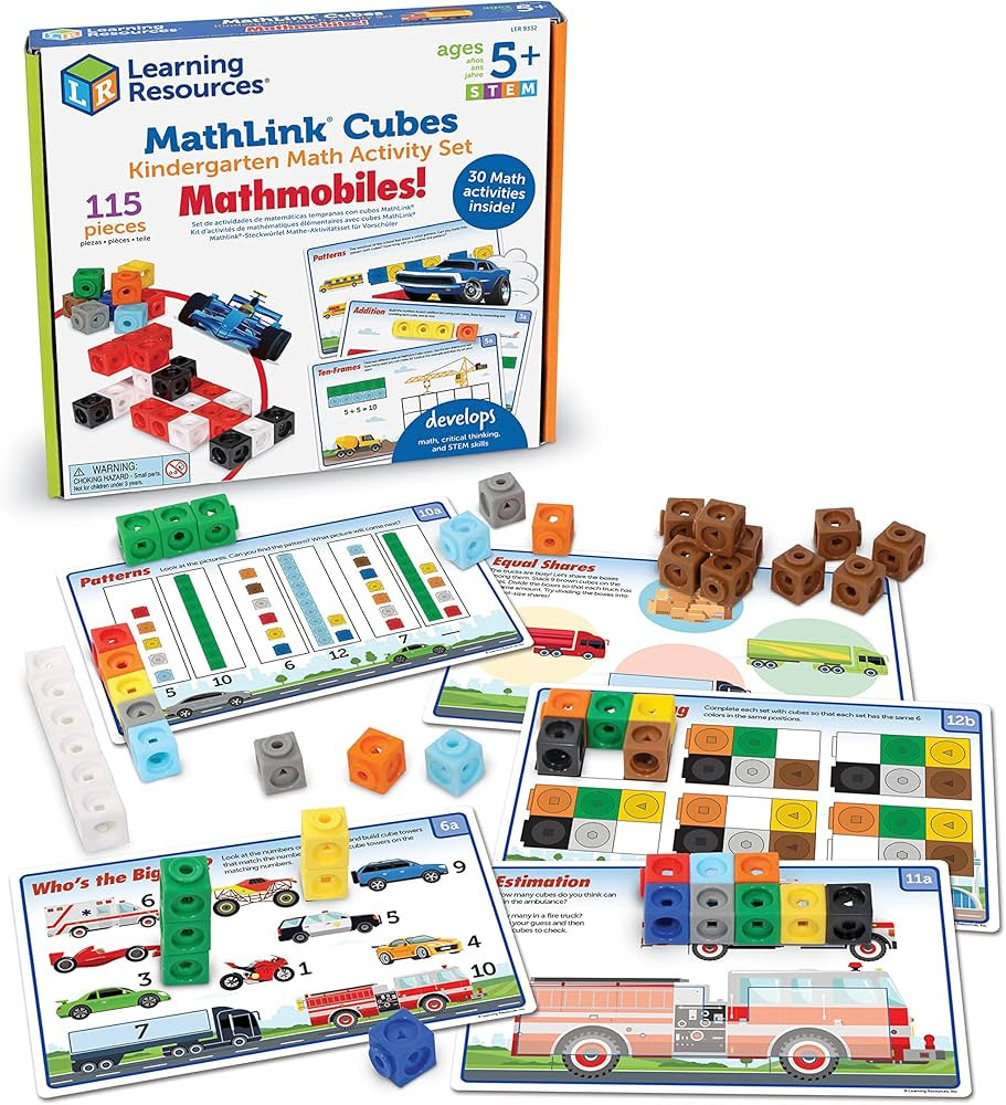 Learning Resources MathLink Cubes Kindergarten Math Activity Set: Mathmobiles! 115 Pieces, Ages 5... | Amazon (US)