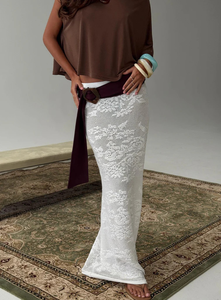 Opresia Crochet Maxi Skirt White | Princess Polly US