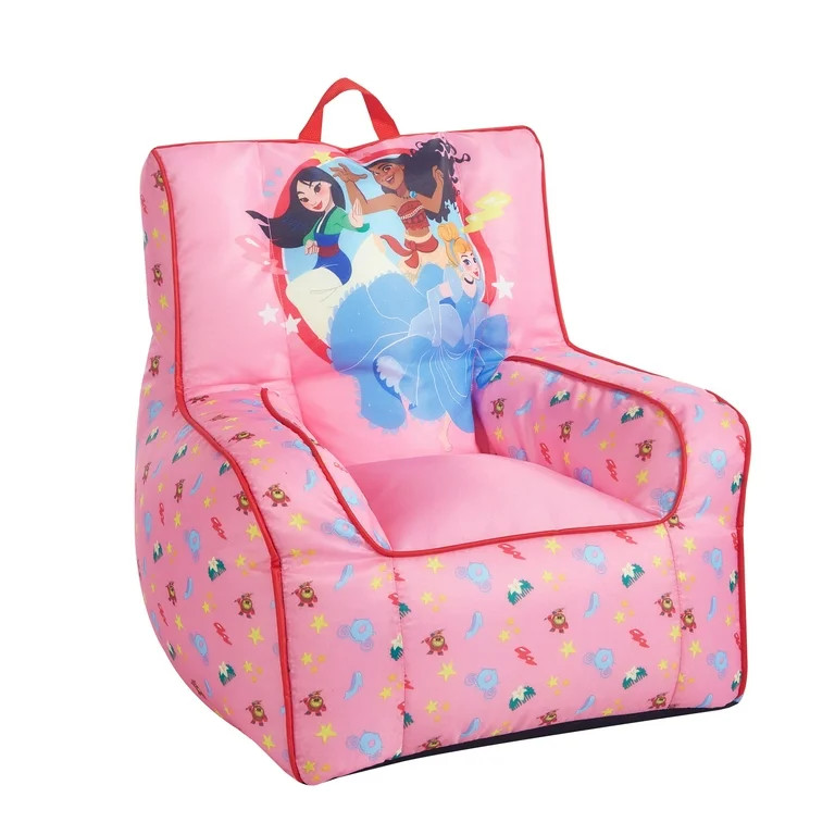 Disney Princess Soft Square Back Bean Bag Chair, Pink Polyester | Walmart (US)