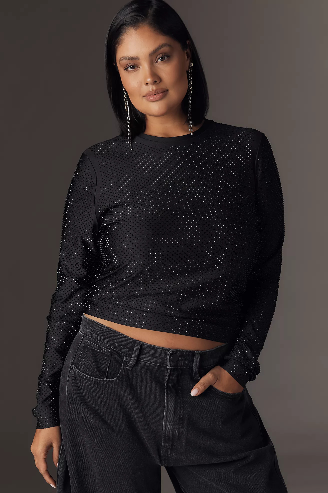 AFRM Kaylee Plus Studded Long-Sleeve Top | Anthropologie (US)