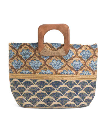 Wooden Handle Tote | TJ Maxx