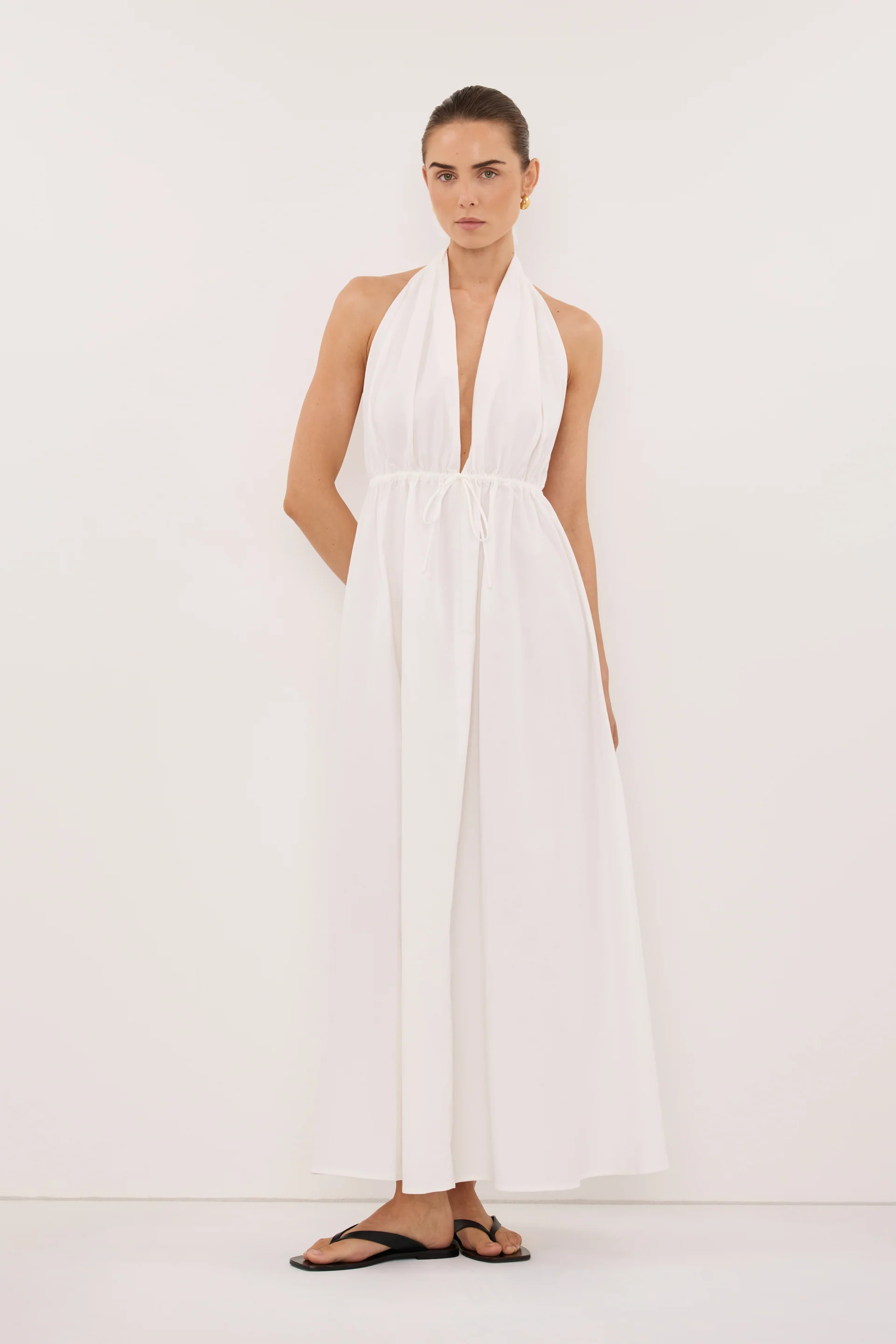 TAMMY WHITE POPLIN MIDI DRESS | DISSH